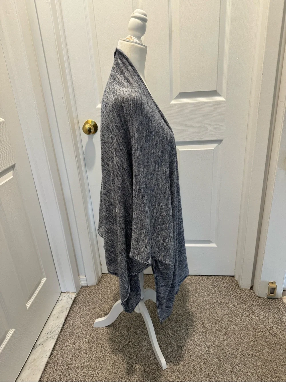 UK2LA Heathered blue Open-Front Draped Wrap